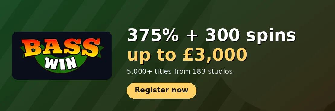 Bass Win Casino: 375% + 300 free spins up to £3,000 across the welcome package
