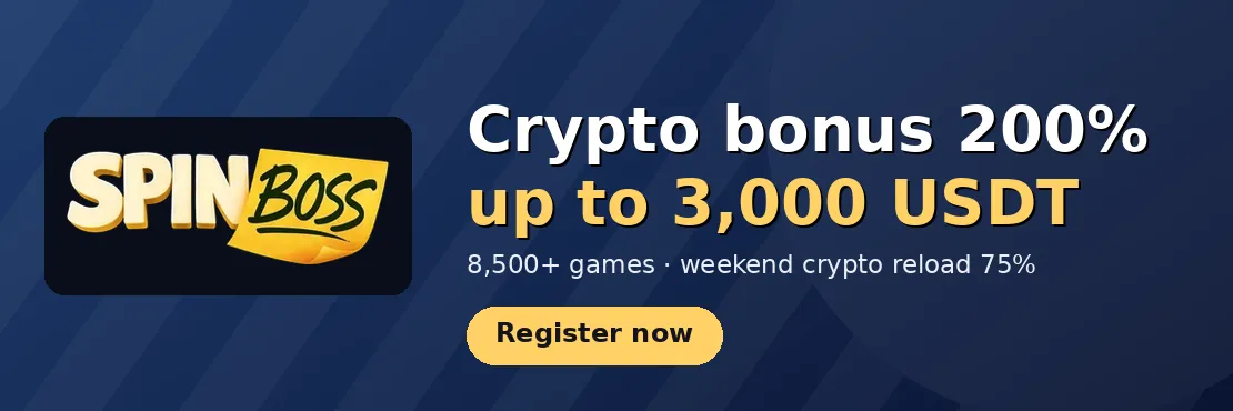 SpinBoss Casino: Crypto welcome 200% up to 3,000 USDT; weekend crypto reload 75% up to 750 USDT